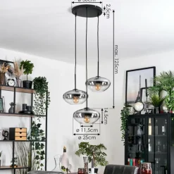 Mertola Suspension, Boule lumineuse Noir, 3 lumières