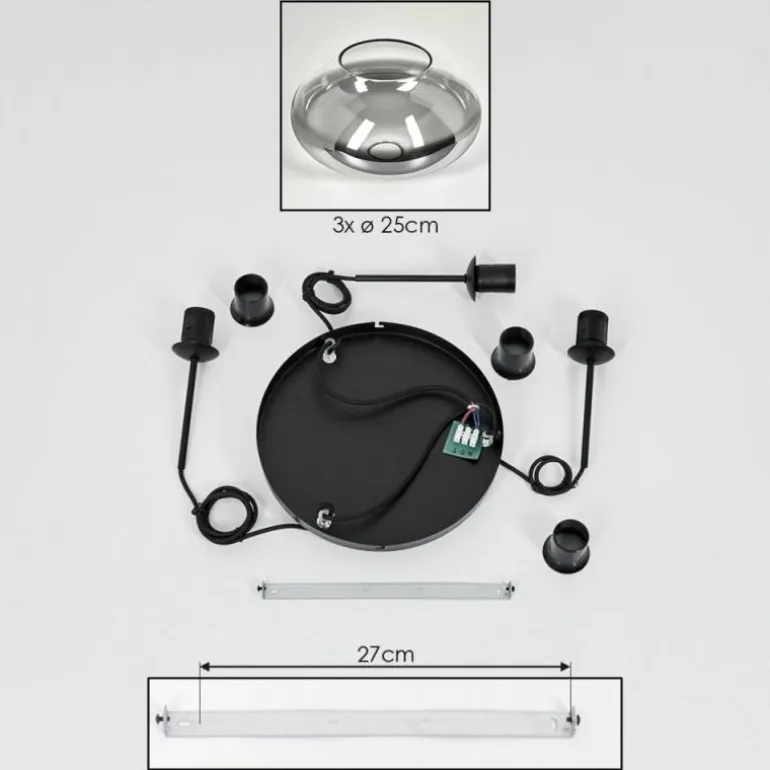 Mertola Suspension, Boule lumineuse Noir, 3 lumières