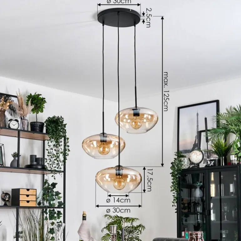 Mertola Suspension, Boule lumineuse Noir, 3 lumières