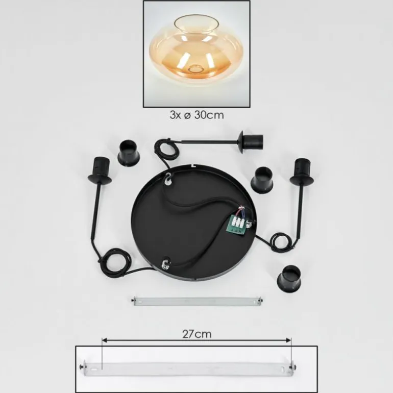 Mertola Suspension, Boule lumineuse Noir, 3 lumières