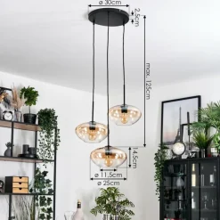 Mertola Suspension, Boule lumineuse Noir, 3 lumières