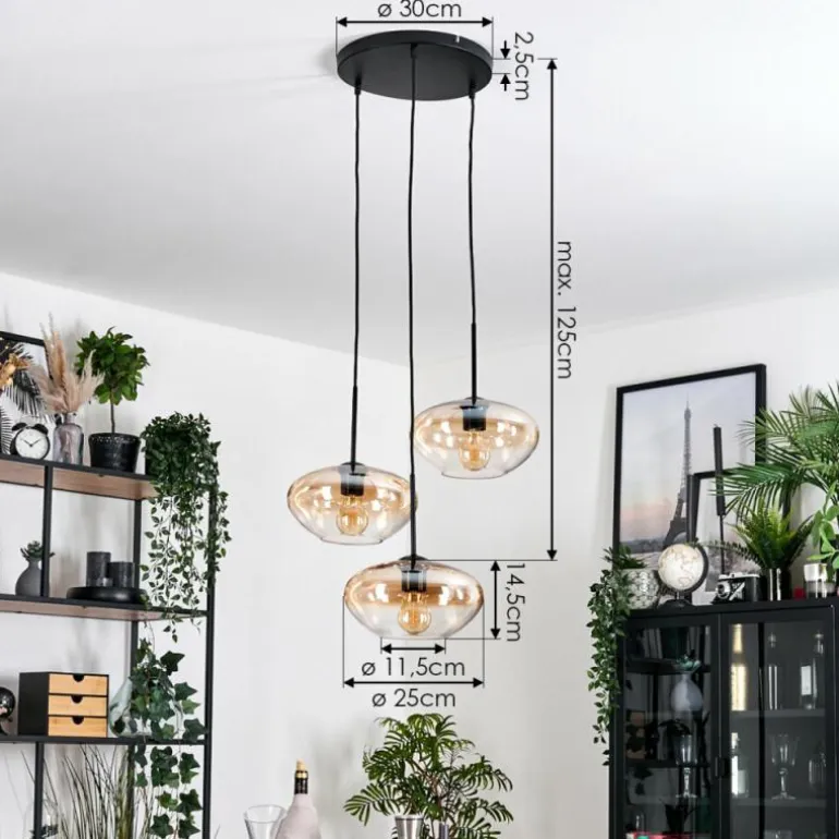 Mertola Suspension, Boule lumineuse Noir, 3 lumières