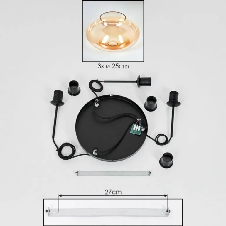 Mertola Suspension, Boule lumineuse Noir, 3 lumières