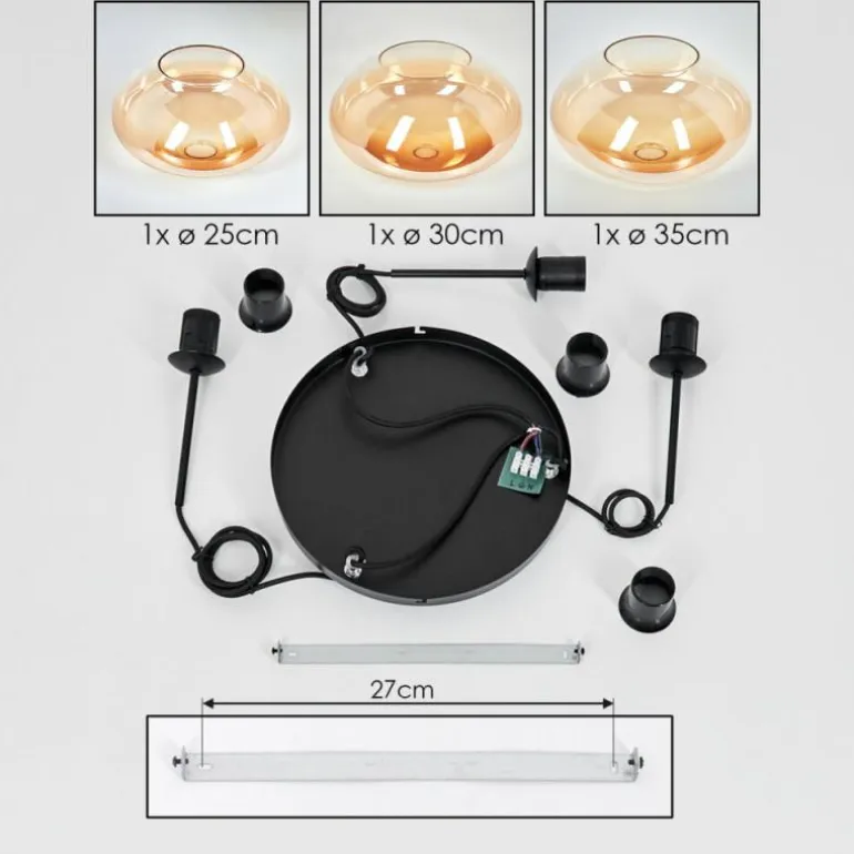 Mertola Suspension, Boule lumineuse Noir, 3 lumières