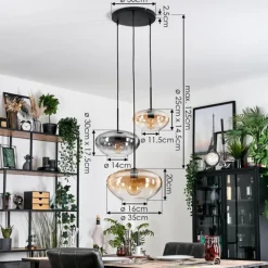 Mertola Suspension, Boule lumineuse Noir, 3 lumières