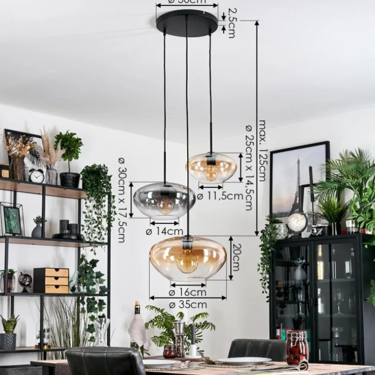 Mertola Suspension, Boule lumineuse Noir, 3 lumières