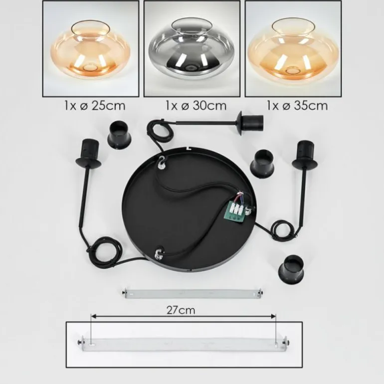 Mertola Suspension, Boule lumineuse Noir, 3 lumières