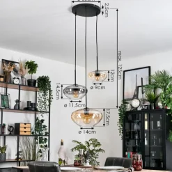 Mertola Suspension, Boule lumineuse Noir, 3 lumières
