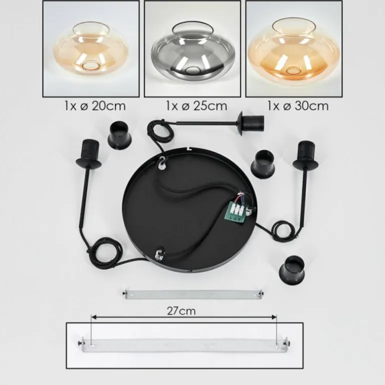 Mertola Suspension, Boule lumineuse Noir, 3 lumières