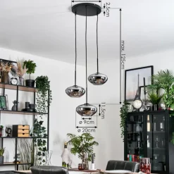 Mertola Suspension, Boule lumineuse Noir, 3 lumières