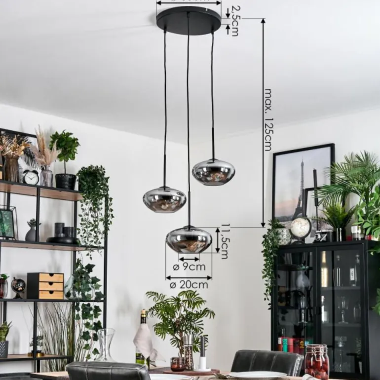 Mertola Suspension, Boule lumineuse Noir, 3 lumières