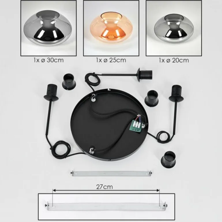 Mertola Suspension, Boule lumineuse Noir, 3 lumières