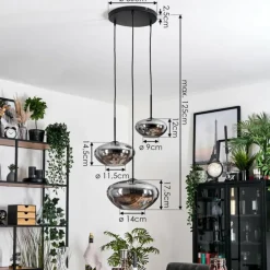 Mertola Suspension, Boule lumineuse Noir, 3 lumières