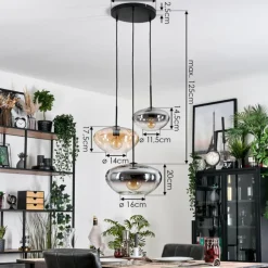 Mertola Suspension, Boule lumineuse Noir, 3 lumières