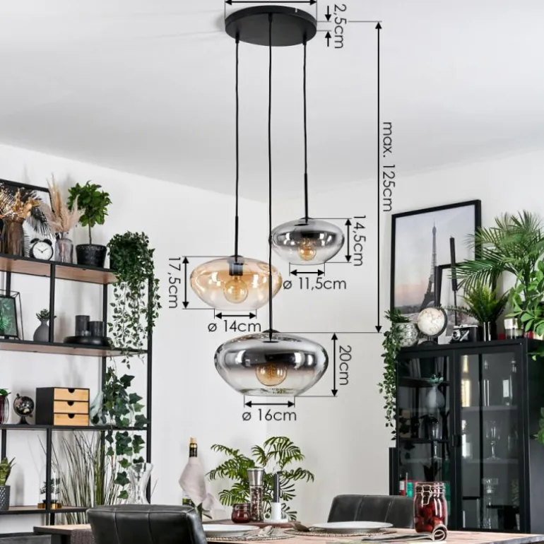 Mertola Suspension, Boule lumineuse Noir, 3 lumières