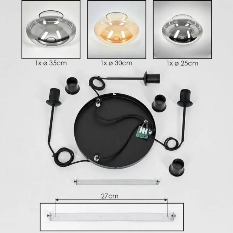 Mertola Suspension, Boule lumineuse Noir, 3 lumières