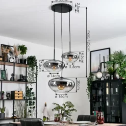 Mertola Suspension, Boule lumineuse Noir, 3 lumières
