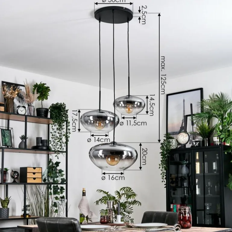 Mertola Suspension, Boule lumineuse Noir, 3 lumières