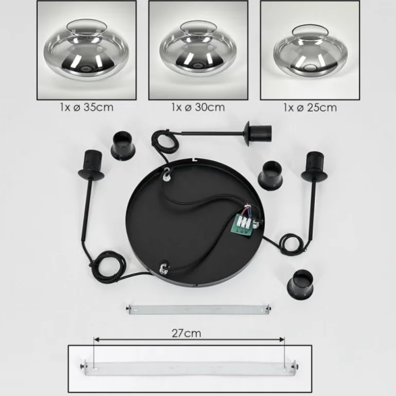 Mertola Suspension, Boule lumineuse Noir, 3 lumières