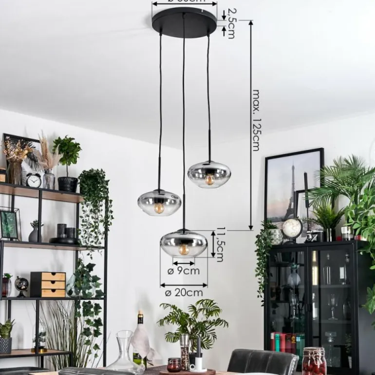 Mertola Suspension, Boule lumineuse Noir, 3 lumières