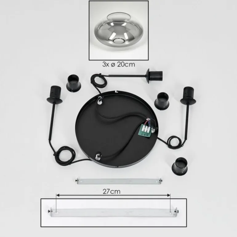 Mertola Suspension, Boule lumineuse Noir, 3 lumières