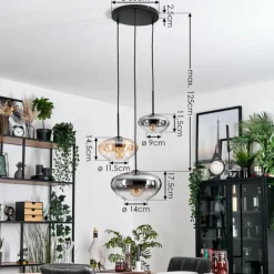 Mertola Suspension, Boule lumineuse Noir, 3 lumières