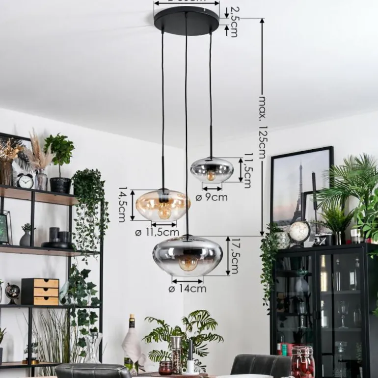 Mertola Suspension, Boule lumineuse Noir, 3 lumières