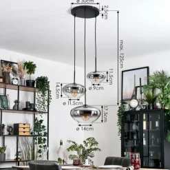 Mertola Suspension, Boule lumineuse Noir, 3 lumières