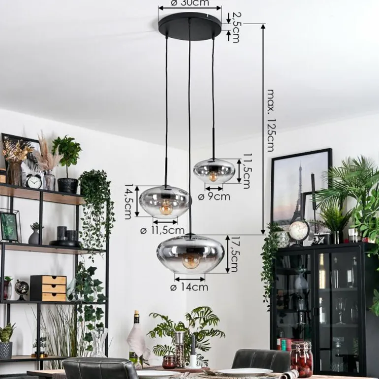 Mertola Suspension, Boule lumineuse Noir, 3 lumières