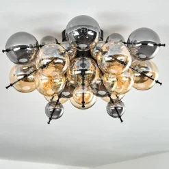 Milheiros Plafonnier, Boule lumineuse Ambre, Fumé, 3 lumières