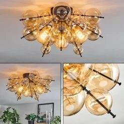Milheiros Plafonnier, Boule lumineuse Ambre, 3 lumières