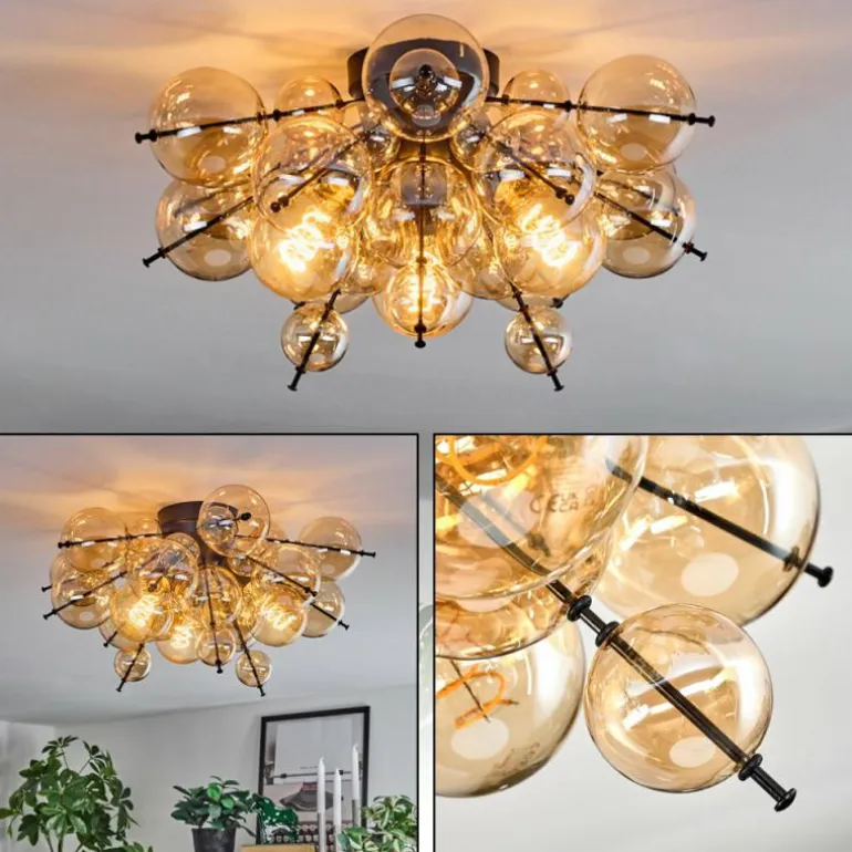 Milheiros Plafonnier, Boule lumineuse Ambre, 3 lumières