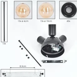 Milheiros Plafonnier, Boule lumineuse Ambre, 3 lumières