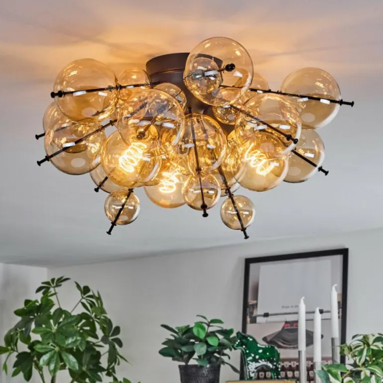 Milheiros Plafonnier, Boule lumineuse Ambre, 3 lumières