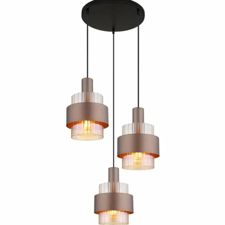Milley Suspension Luminaires Globo Lighting Noir, 3 lumières