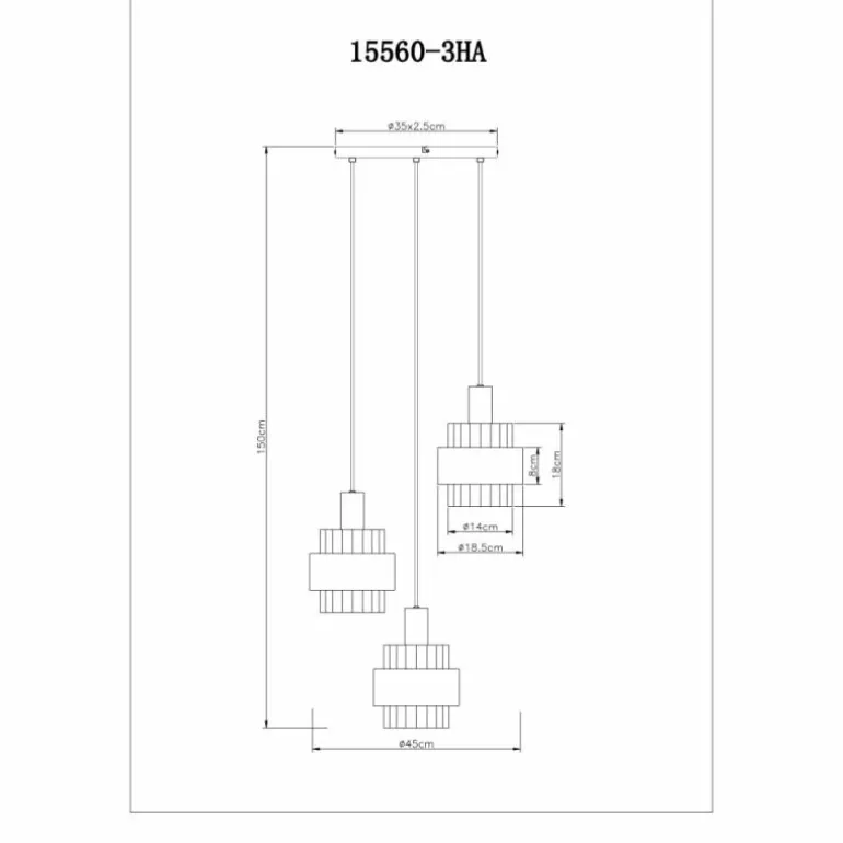 Milley Suspension Luminaires Globo Lighting Noir, 3 lumières