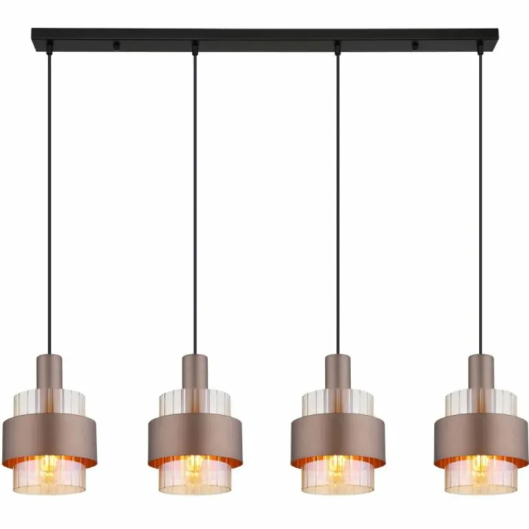 Milley Suspension Luminaires Globo Lighting Noir, 4 lumières