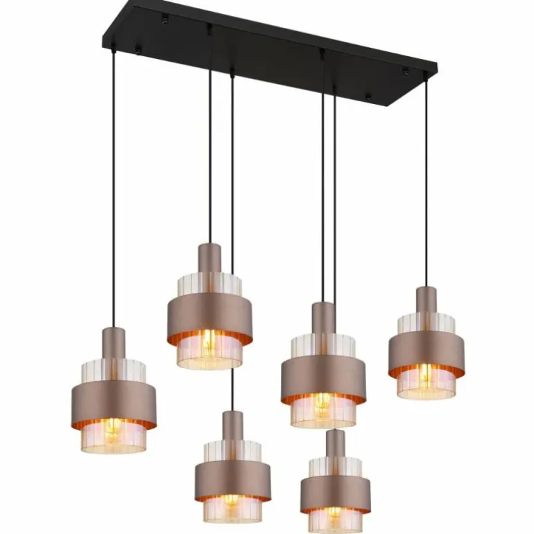 Milley Suspension Luminaires Globo Lighting Noir, 6 lumières