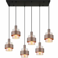 Milley Suspension Luminaires Globo Lighting Noir, 6 lumières