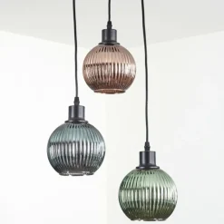 Mo Suspension Bleu, Vert, Cuivré, 3 lumières