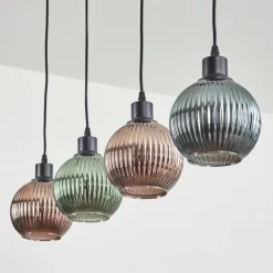 Mo Suspension Bleu, Vert, Cuivré, 4 lumières