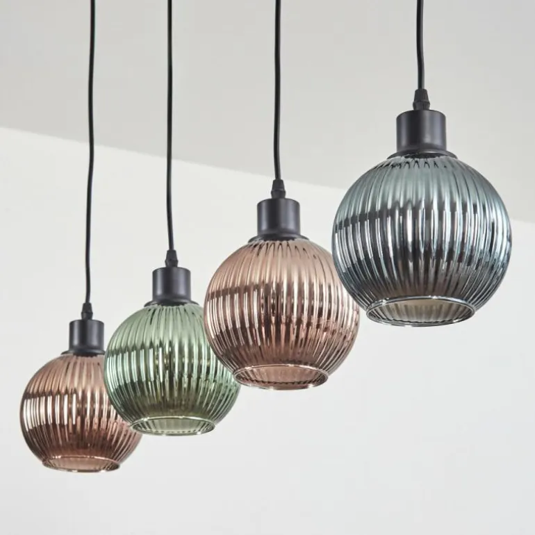 Mo Suspension Bleu, Vert, Cuivré, 4 lumières