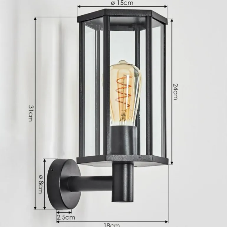 Monfanim Lampe murale d´extérieur Noir, 1 lumière