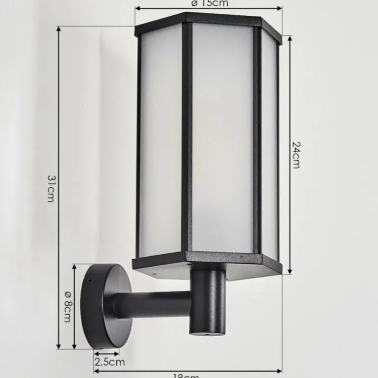 Monfanim Lampe murale d´extérieur Noir, 1 lumière