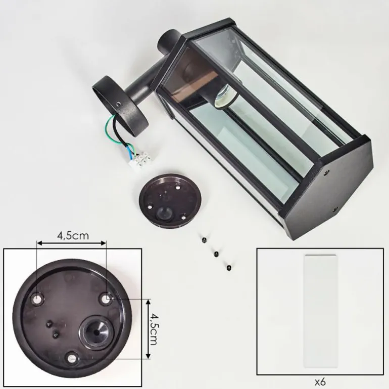 Monfanim Lampe murale d´extérieur Noir, 1 lumière