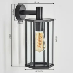 Monfanim Lampe murale d´extérieur Noir, 1 lumière