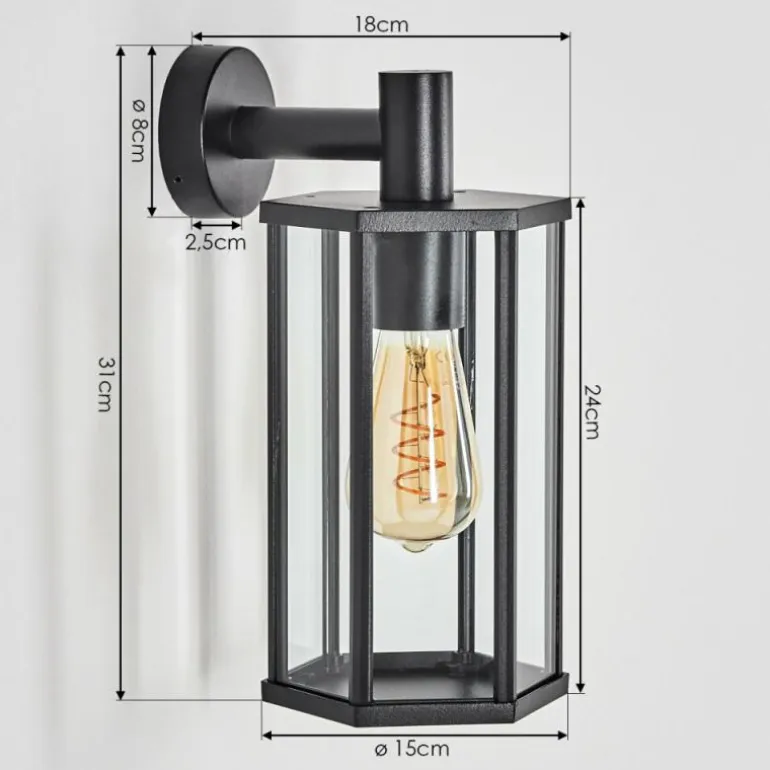 Monfanim Lampe murale d´extérieur Noir, 1 lumière