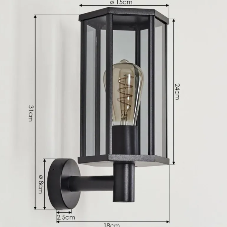 Monfanim Lampe murale d´extérieur Noir, 1 lumière