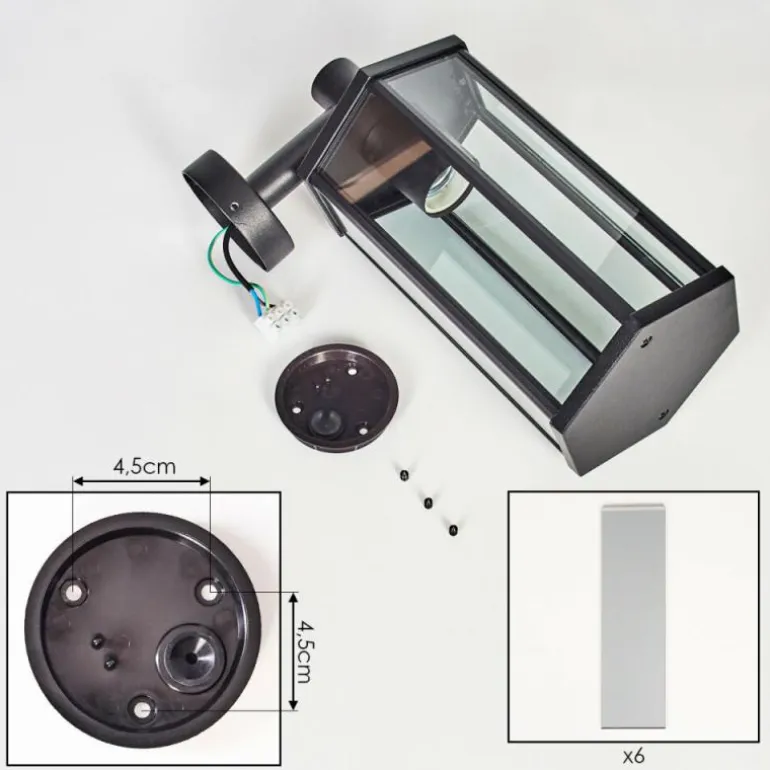 Monfanim Lampe murale d´extérieur Noir, 1 lumière