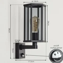 Monfanim Lampe murale d´extérieur Noir, 1 lumière